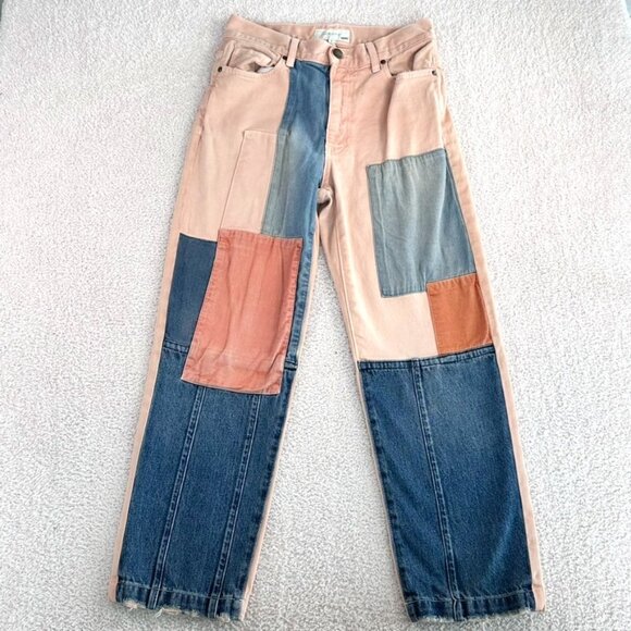 THE GREAT. Denim - The Great Womens Billy Jeans Patchwork Straight Boho Coastal Grandma Size 26 Lux